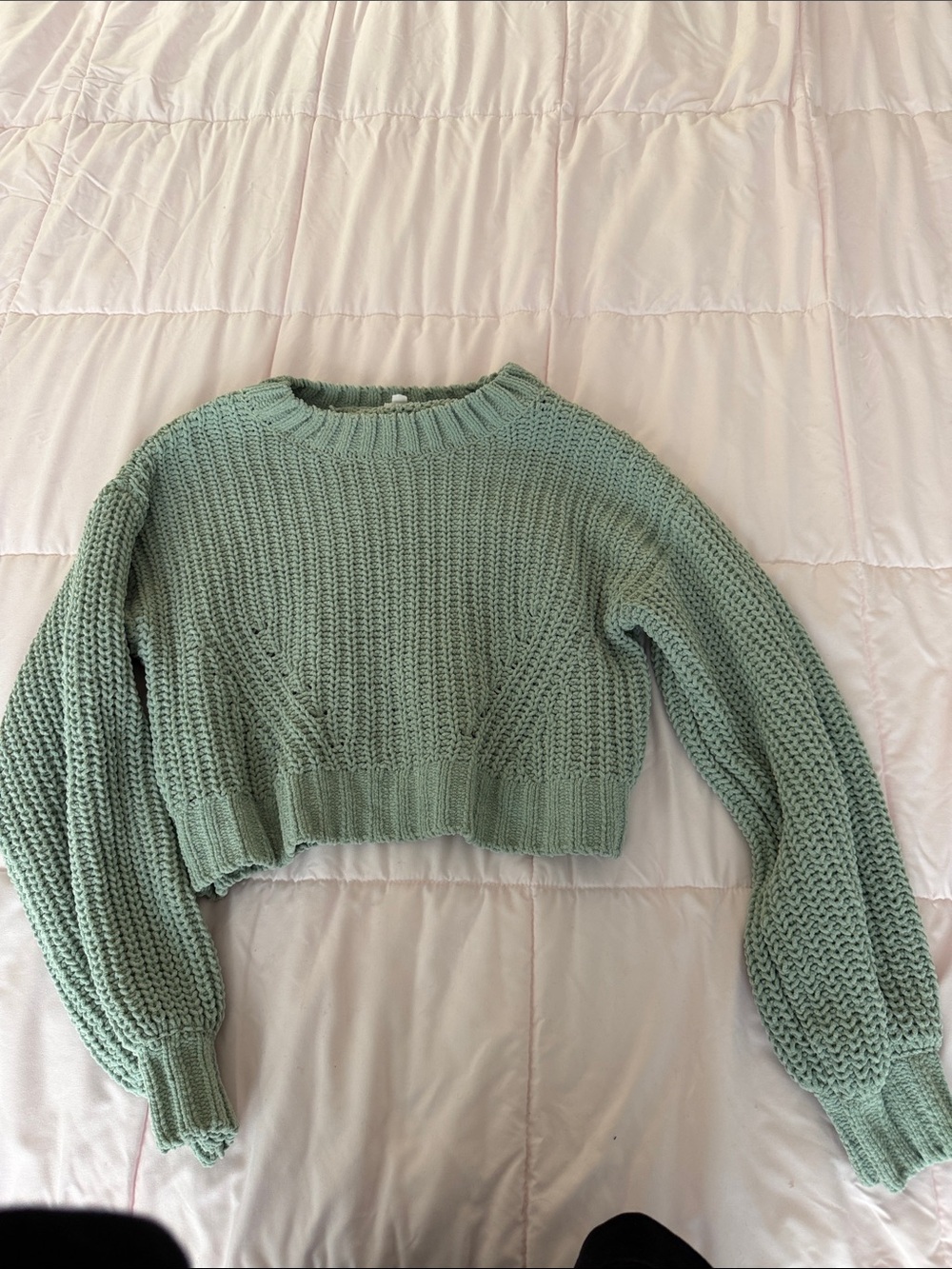 Garage Mint Green Cropped Crewneck Sweater